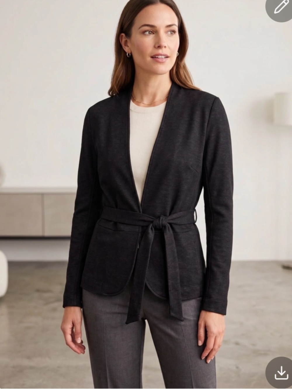 Black Tie-Waist Women's Jacket